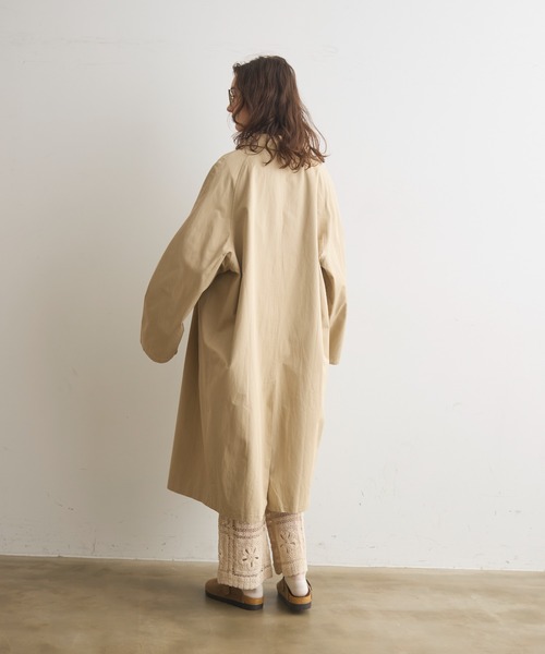 Crisp（クリスプ）の「ステンカラーロングコート（ステンカラーコート・レディース・ブルー/ベージュ・FREE）」の6枚目の写真