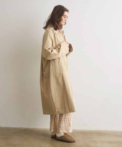 Crisp（クリスプ）の「ステンカラーロングコート（ステンカラーコート・レディース・ブルー/ベージュ・FREE）」の4枚目の写真