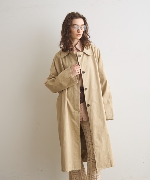 Crisp（クリスプ）の「ステンカラーロングコート（ステンカラーコート・レディース・ブルー/ベージュ・FREE）」の7枚目の写真