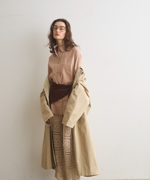 Crisp（クリスプ）の「ステンカラーロングコート（ステンカラーコート・レディース・ブルー/ベージュ・FREE）」の8枚目の写真