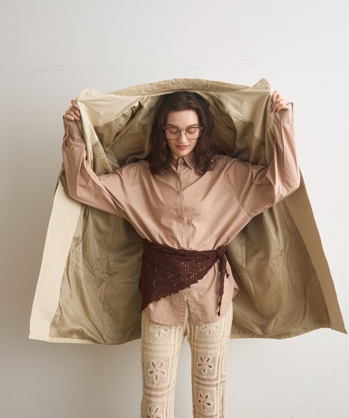 Crisp（クリスプ）の「ステンカラーロングコート（ステンカラーコート・レディース・ブルー/ベージュ・FREE）」の11枚目の写真