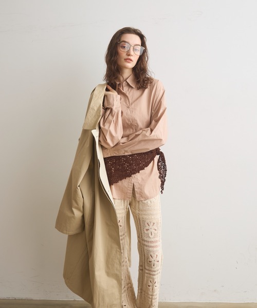 Crisp（クリスプ）の「ステンカラーロングコート（ステンカラーコート・レディース・ブルー/ベージュ・FREE）」の9枚目の写真