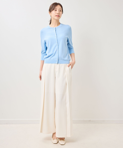 NARACAMICIE（ナラカミーチェ）の「【NARACAMICIE】パール釦クルーネックカーディガン（カーディガン/ボレロ・レディース・ブルー/ホワイト/ネイビー・M/XL）」の13枚目の写真