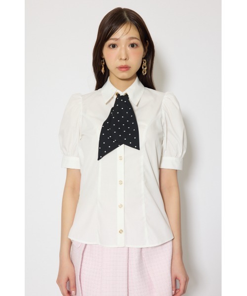 rienda(リエンダ)の「【森香澄さん着用】スカーフ付きハーフスリーブブラウス 春服(シャツ/ブラウス・レディース・ブルー/ライトイエロー/ホワイト・FREE)」の9枚目の写真