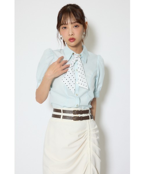 rienda(リエンダ)の「【森香澄さん着用】スカーフ付きハーフスリーブブラウス 春服(シャツ/ブラウス・レディース・ブルー/ライトイエロー/ホワイト・FREE)」の10枚目の写真