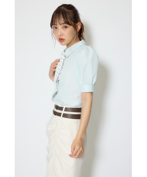 rienda(リエンダ)の「【森香澄さん着用】スカーフ付きハーフスリーブブラウス 春服(シャツ/ブラウス・レディース・ブルー/ライトイエロー/ホワイト・FREE)」の11枚目の写真