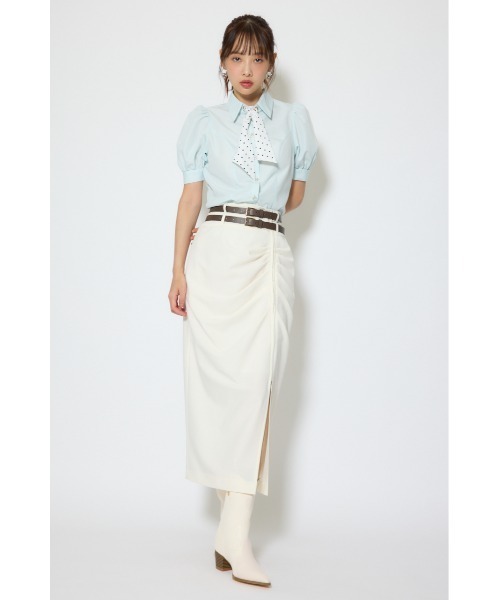 rienda(リエンダ)の「【森香澄さん着用】スカーフ付きハーフスリーブブラウス 春服(シャツ/ブラウス・レディース・ブルー/ライトイエロー/ホワイト・FREE)」の13枚目の写真