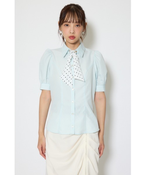 rienda(リエンダ)の「【森香澄さん着用】スカーフ付きハーフスリーブブラウス 春服(シャツ/ブラウス・レディース・ブルー/ライトイエロー/ホワイト・FREE)」の15枚目の写真