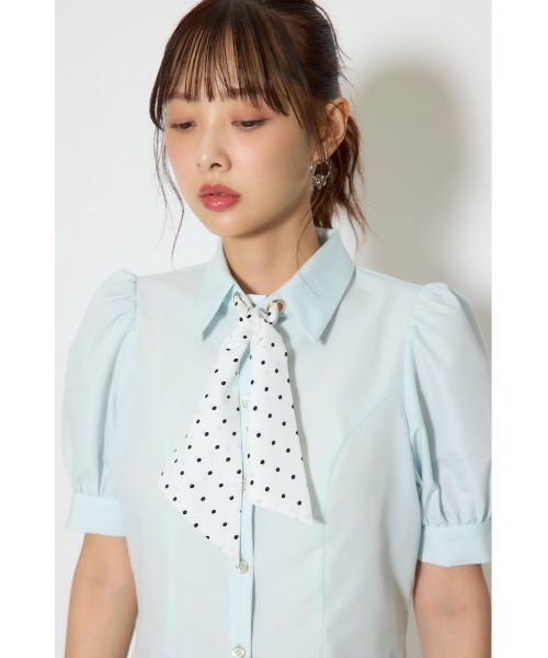 rienda(リエンダ)の「【森香澄さん着用】スカーフ付きハーフスリーブブラウス 春服(シャツ/ブラウス・レディース・ブルー/ライトイエロー/ホワイト・FREE)」の18枚目の写真