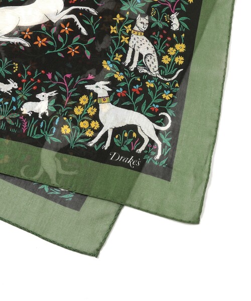 DRAKE'S(ドレイクス)の「【別注】Drake’s / コットンシルク ユニコーン柄 プリント ネッカチーフ(マフラー・メンズ・グリーン・ONE SIZE)」の2枚目の写真