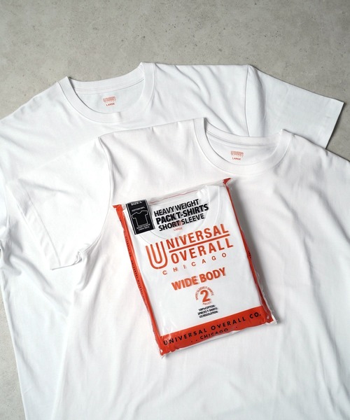 UNIVERSAL OVERALL(ユニバーサルオーバーオール)の「"07"≪UNIVERSAL OVERALL≫パックT 2枚セット 7.5oz ヘビーウェイト 半袖Tシャツ(Tシャツ/カットソー・メンズ・オフホワイト/ブラック・S/M/L/XL)」の2枚目の写真
