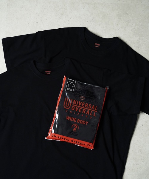 UNIVERSAL OVERALL(ユニバーサルオーバーオール)の「"07"≪UNIVERSAL OVERALL≫パックT 2枚セット 7.5oz ヘビーウェイト 半袖Tシャツ(Tシャツ/カットソー・メンズ・オフホワイト/ブラック・S/M/L/XL)」の1枚目の写真