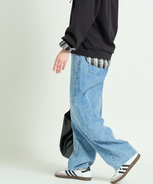 A.D.C.L.（エーディーシーエル）の「ケミカルデニム バレルパンツ（デニムパンツ・レディース・サックスブルー・L/M）」の3枚目の写真