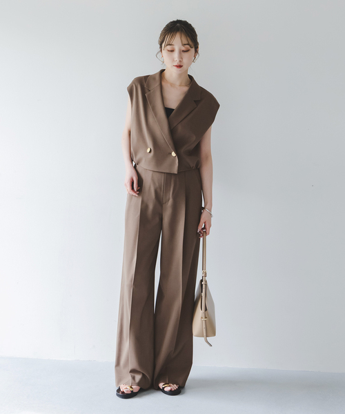 Noble（ノーブル）の「《追加・セットアップ対応》エステルツイルストレッチスラックスパンツ（スラックス・レディース・ライトグレー/ブラウン/ホワイト・34/36/38/40）」の17枚目の写真