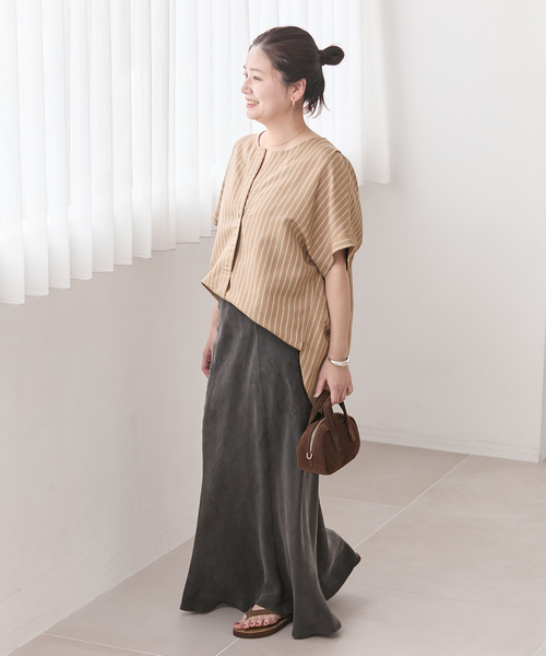 JOURNAL STANDARD（ジャーナルスタンダード）の「レーヨン麻ノーカラーブラウス（シャツ/ブラウス・レディース・ホワイト/キャメル/ピンク・FREE）」の15枚目の写真