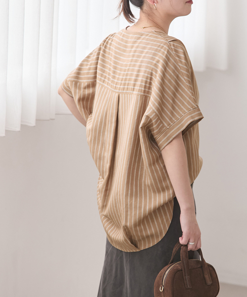 JOURNAL STANDARD（ジャーナルスタンダード）の「レーヨン麻ノーカラーブラウス（シャツ/ブラウス・レディース・ホワイト/キャメル/ピンク・FREE）」の20枚目の写真