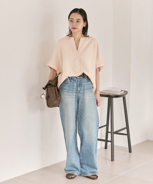 JOURNAL STANDARD（ジャーナルスタンダード）の「レーヨン麻ノーカラーブラウス（シャツ/ブラウス・レディース・ホワイト/キャメル/ピンク・FREE）」の21枚目の写真