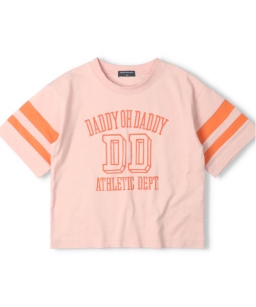 Daddy Oh Daddy（ダディーオーダディー）の「ロゴプリント袖ライン半袖Ｔシャツ（Tシャツ/カットソー・キッズ・ピンク/ブラック・100/110/120/130/140/150/160）」の2枚目の写真