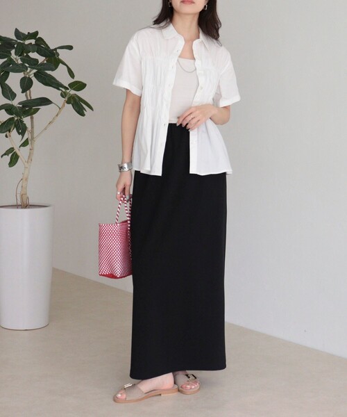 fredy emue（フレディエミュ）の「シャーリング半袖シャツ（シャツ/ブラウス・レディース・ネイビー/ブルー系その他/イエロー/ベージュ系その他/オフホワイト・38）」の8枚目の写真