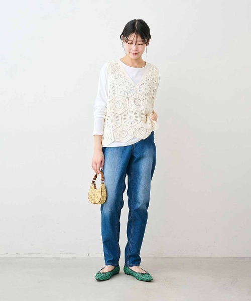 Live in comfort(リブインコンフォート)の「【低身長/高身長サイズあり】リブ イン コンフォート こなれ感もはき心地も!大人の毎日に寄り添う ストレッチキャロパードデニム(デニムパンツ・レディース・ブルー/ライトブルー/インディゴブルー・10/9/11/8/13/14/5/2/6/7/12/1/3/4)」の7枚目の写真