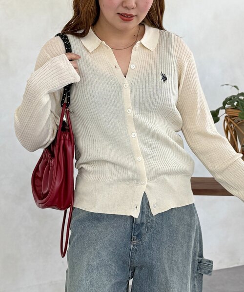 U.S. POLO ASSN.(ユーエスポロアッスン)の「シアーリブカーディガン(カーディガン/ボレロ・レディース・ネイビー/グレー/ブルー/アイボリー・FREE)」の8枚目の写真