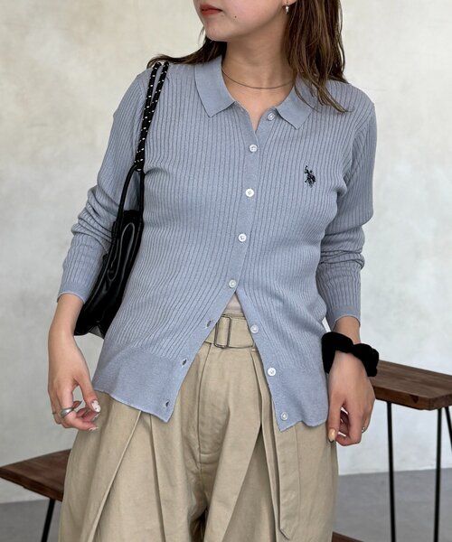 U.S. POLO ASSN.(ユーエスポロアッスン)の「シアーリブカーディガン(カーディガン/ボレロ・レディース・ネイビー/グレー/ブルー/アイボリー・FREE)」の13枚目の写真