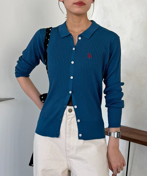 U.S. POLO ASSN.(ユーエスポロアッスン)の「シアーリブカーディガン(カーディガン/ボレロ・レディース・ネイビー/グレー/ブルー/アイボリー・FREE)」の18枚目の写真