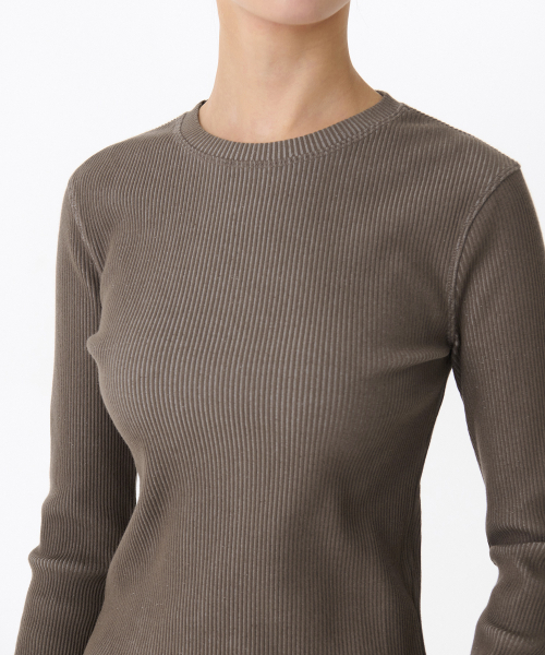 MUSINSA STANDARD WOMAN（ムシンサスタンダードウーマン）の「ウィメンズツートンリブスリム長袖Tシャツ[トープ]（Tシャツ/カットソー・レディース・その他・MEDIUM/LARGE/X-SMALL/SMALL）」の2枚目の写真