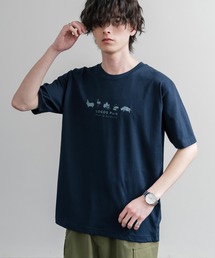 LOGOS ロゴス 吸汗速乾 スパイラルヤーンアニマルプリント半袖Tシャツ