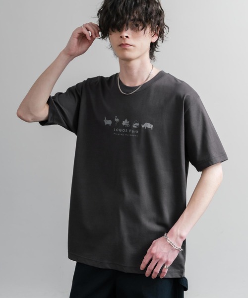 LOGOS（ロゴス）の「LOGOS ロゴス 吸汗速乾 スパイラルヤーンアニマルプリント半袖Tシャツ（Tシャツ/カットソー・メンズ・オフホワイト/オレンジ/ネイビー/サンドベージュ/スミクロ・M/LL/L）」の3枚目の写真