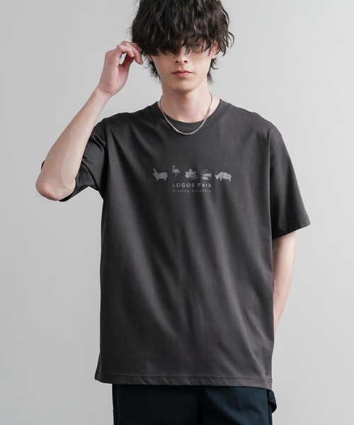 LOGOS（ロゴス）の「LOGOS ロゴス 吸汗速乾 スパイラルヤーンアニマルプリント半袖Tシャツ（Tシャツ/カットソー・メンズ・オフホワイト/オレンジ/ネイビー/サンドベージュ/スミクロ・M/LL/L）」の12枚目の写真