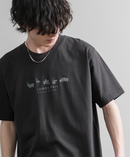 LOGOS（ロゴス）の「LOGOS ロゴス 吸汗速乾 スパイラルヤーンアニマルプリント半袖Tシャツ（Tシャツ/カットソー・メンズ・オフホワイト/オレンジ/ネイビー/サンドベージュ/スミクロ・M/LL/L）」の13枚目の写真