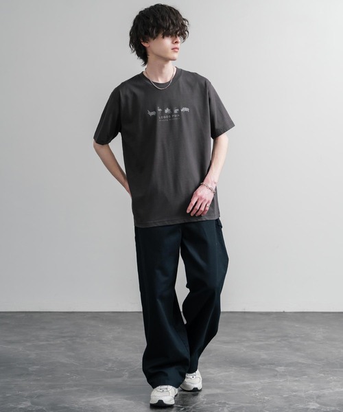LOGOS（ロゴス）の「LOGOS ロゴス 吸汗速乾 スパイラルヤーンアニマルプリント半袖Tシャツ（Tシャツ/カットソー・メンズ・オフホワイト/オレンジ/ネイビー/サンドベージュ/スミクロ・M/LL/L）」の14枚目の写真