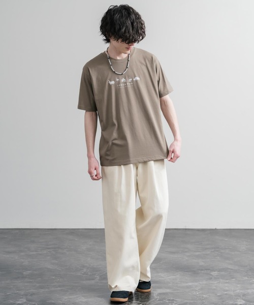 LOGOS（ロゴス）の「LOGOS ロゴス 吸汗速乾 スパイラルヤーンアニマルプリント半袖Tシャツ（Tシャツ/カットソー・メンズ・オフホワイト/オレンジ/ネイビー/サンドベージュ/スミクロ・M/LL/L）」の20枚目の写真