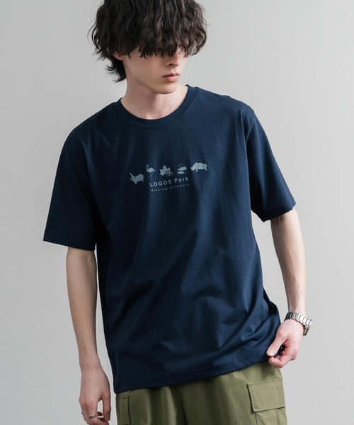 LOGOS（ロゴス）の「LOGOS ロゴス 吸汗速乾 スパイラルヤーンアニマルプリント半袖Tシャツ（Tシャツ/カットソー・メンズ・オフホワイト/オレンジ/ネイビー/サンドベージュ/スミクロ・M/LL/L）」の21枚目の写真