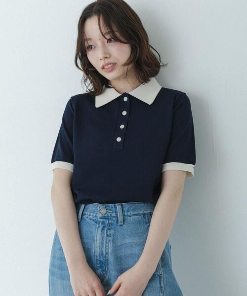 URBAN RESEARCH Sonny Label(アーバンリサーチサニーレーベル)の「配色襟ニットポロシャツ(ニット/セーター・レディース・ミント/ネイビー/ブラウン/チャコールグレー/その他1・FREE)」の22枚目の写真
