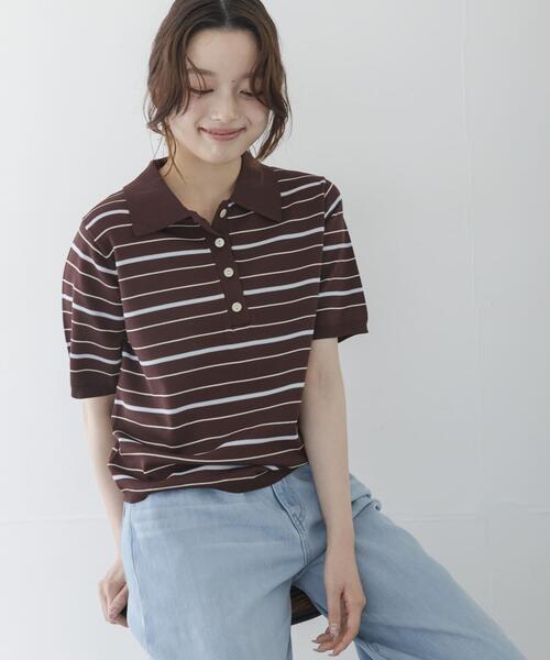 URBAN RESEARCH Sonny Label(アーバンリサーチサニーレーベル)の「配色襟ニットポロシャツ(ニット/セーター・レディース・ミント/ネイビー/ブラウン/チャコールグレー/その他1・FREE)」の14枚目の写真