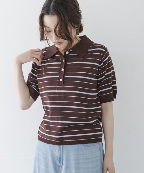URBAN RESEARCH Sonny Label(アーバンリサーチサニーレーベル)の「配色襟ニットポロシャツ(ニット/セーター・レディース・ミント/ネイビー/ブラウン/チャコールグレー/その他1・FREE)」の13枚目の写真