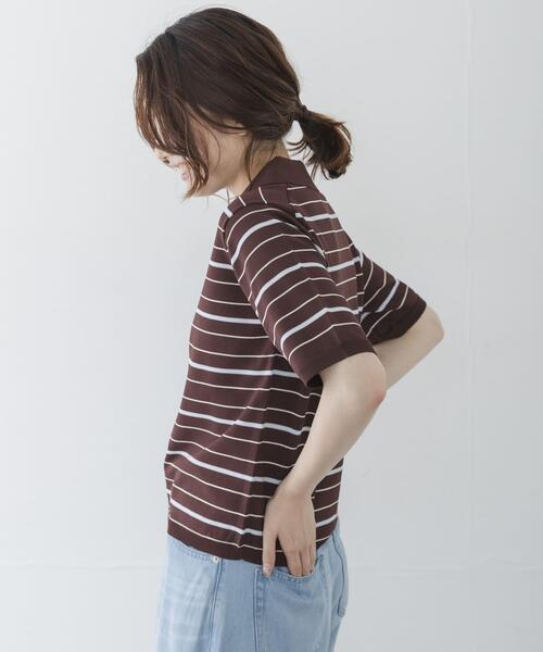 URBAN RESEARCH Sonny Label(アーバンリサーチサニーレーベル)の「配色襟ニットポロシャツ(ニット/セーター・レディース・ミント/ネイビー/ブラウン/チャコールグレー/その他1・FREE)」の12枚目の写真