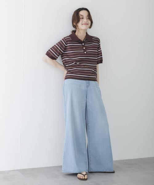 URBAN RESEARCH Sonny Label(アーバンリサーチサニーレーベル)の「配色襟ニットポロシャツ(ニット/セーター・レディース・ミント/ネイビー/ブラウン/チャコールグレー/その他1・FREE)」の9枚目の写真