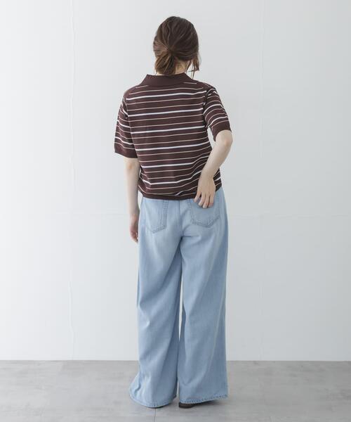 URBAN RESEARCH Sonny Label(アーバンリサーチサニーレーベル)の「配色襟ニットポロシャツ(ニット/セーター・レディース・ミント/ネイビー/ブラウン/チャコールグレー/その他1・FREE)」の8枚目の写真
