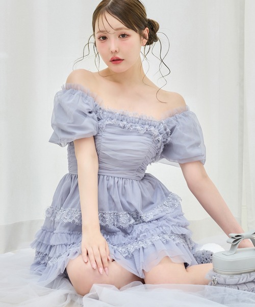 Tulle Collection】ティアードミニワンピース（ワンピース）｜one