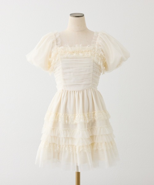 one after another NICE CLAUP(ワンアフターアナザーナイスクラップ)の「【Tulle Collection】ティアードミニワンピース(ワンピース・レディース・アイボリー/ブラック/サックスブルー・FREE)」の4枚目の写真