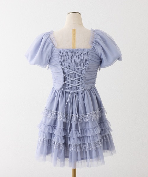 one after another NICE CLAUP(ワンアフターアナザーナイスクラップ)の「【Tulle Collection】ティアードミニワンピース(ワンピース・レディース・アイボリー/ブラック/サックスブルー・FREE)」の6枚目の写真