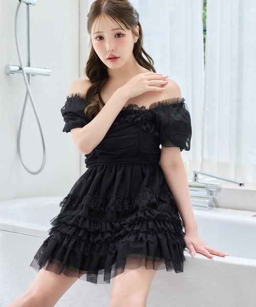 one after another NICE CLAUP(ワンアフターアナザーナイスクラップ)の「【Tulle Collection】ティアードミニワンピース(ワンピース・レディース・アイボリー/ブラック/サックスブルー・FREE)」の21枚目の写真