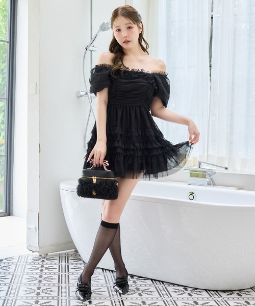 one after another NICE CLAUP(ワンアフターアナザーナイスクラップ)の「【Tulle Collection】ティアードミニワンピース(ワンピース・レディース・アイボリー/ブラック/サックスブルー・FREE)」の17枚目の写真