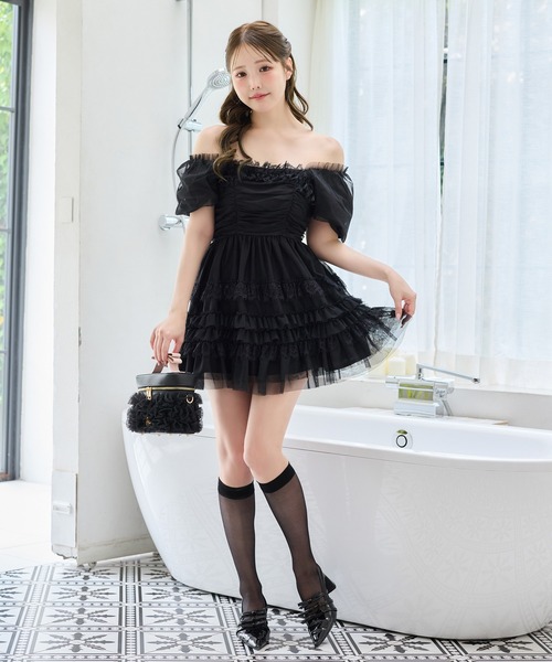 one after another NICE CLAUP(ワンアフターアナザーナイスクラップ)の「【Tulle Collection】ティアードミニワンピース(ワンピース・レディース・アイボリー/ブラック/サックスブルー・FREE)」の18枚目の写真