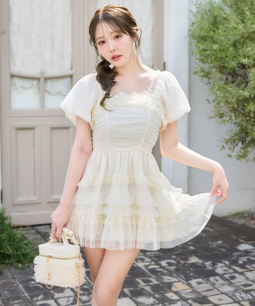 one after another NICE CLAUP(ワンアフターアナザーナイスクラップ)の「【Tulle Collection】ティアードミニワンピース(ワンピース・レディース・アイボリー/ブラック/サックスブルー・FREE)」の13枚目の写真