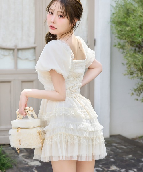 one after another NICE CLAUP(ワンアフターアナザーナイスクラップ)の「【Tulle Collection】ティアードミニワンピース(ワンピース・レディース・アイボリー/ブラック/サックスブルー・FREE)」の15枚目の写真