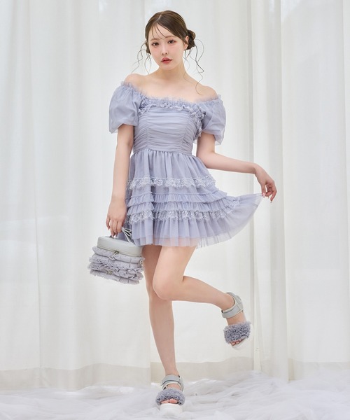 one after another NICE CLAUP(ワンアフターアナザーナイスクラップ)の「【Tulle Collection】ティアードミニワンピース(ワンピース・レディース・アイボリー/ブラック/サックスブルー・FREE)」の22枚目の写真